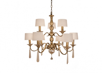 Broughton House Gold Two Tier Lamp Shade Chandelier