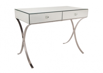 Broughton House Glass Leg Two Drawer Tall Side Table