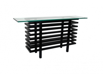 Broughton House Wood Glass Tall Side Table